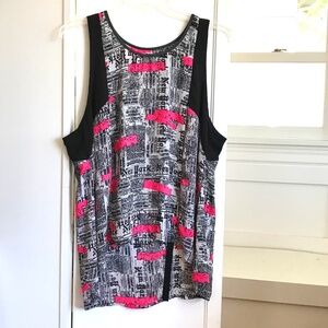 MISS LILI Sleeveless Blouse Newspaper Tank Top Black Pink Women’s Plus Size 2X
